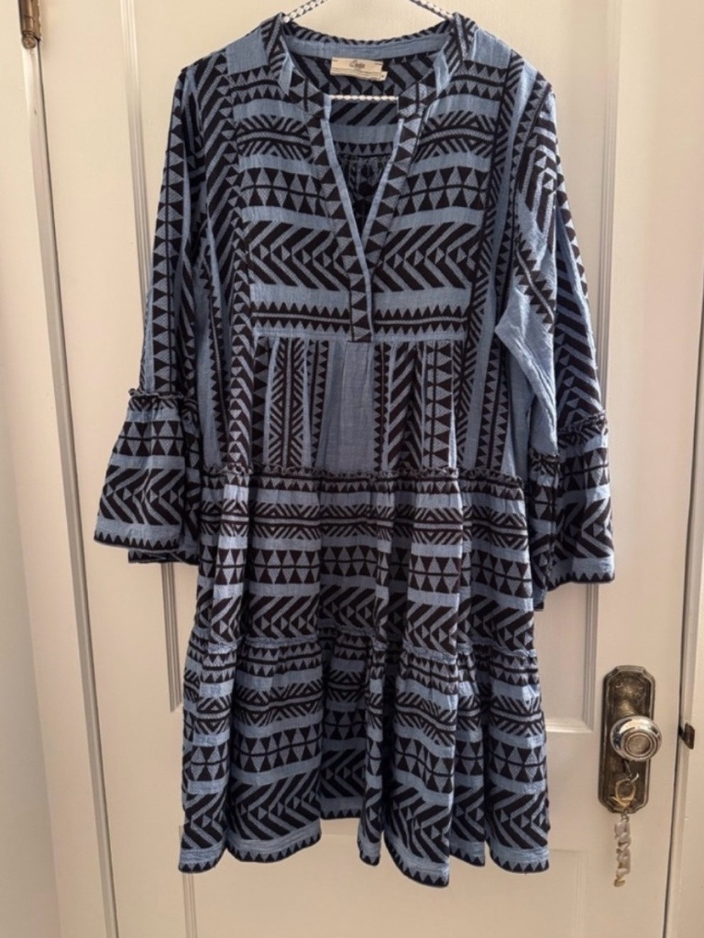 Devotion TWINS Light Blue and Black Geometric Mini Dress
